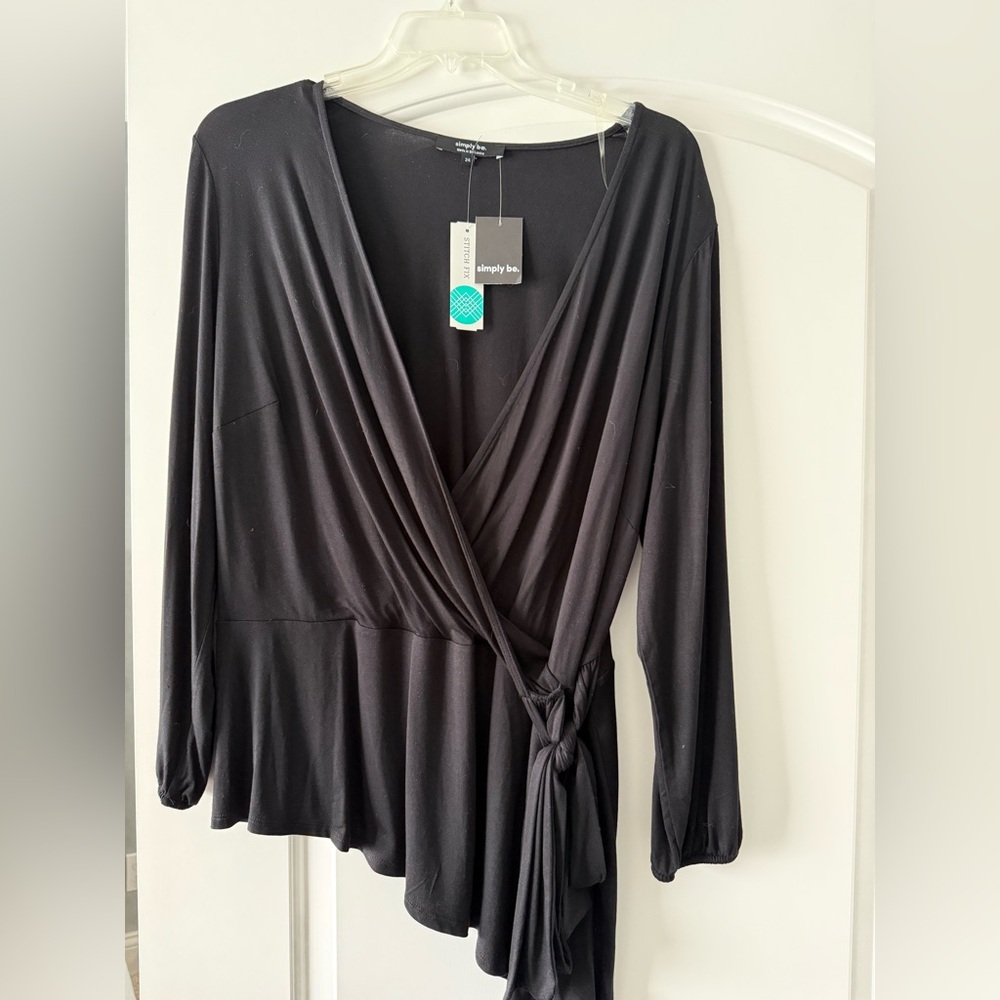 Simply Be Elegant Black Wrap Blouse - Picture 1 of 2